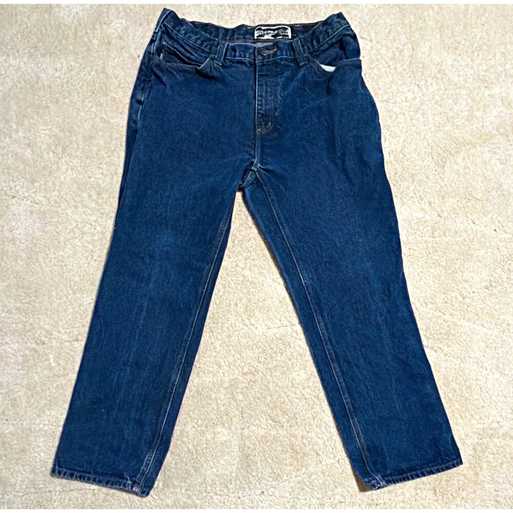 Carhartt Mens Dark Wash Blue Denim Jeans Flame Resistant Straight Leg Size 36